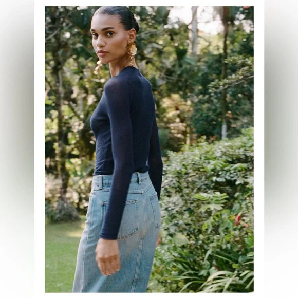 ZARA Denim midi skirt - Picture 3 of 7